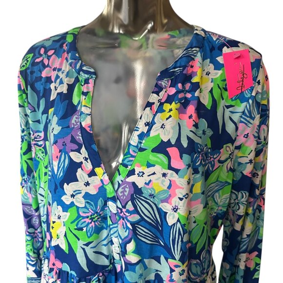Lilly Pulitzer Women's LORAN Dress Borealis Blue Social Sunset 3/4 Sleeve XL - Picture 3 of 9